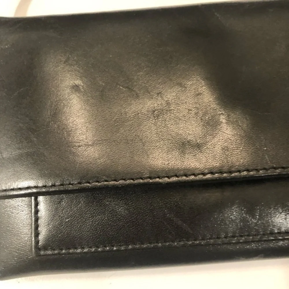 J. Crew black leather organizer bag
